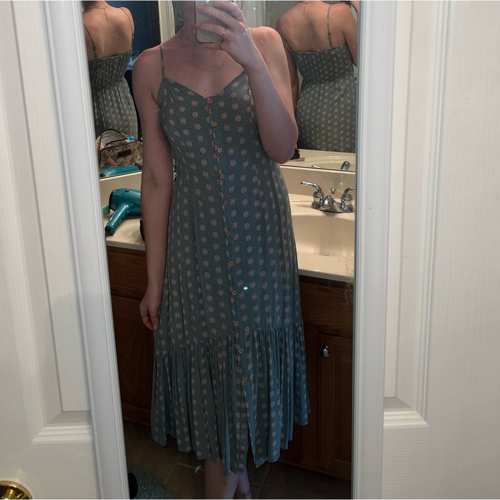 Teal floral midi dress